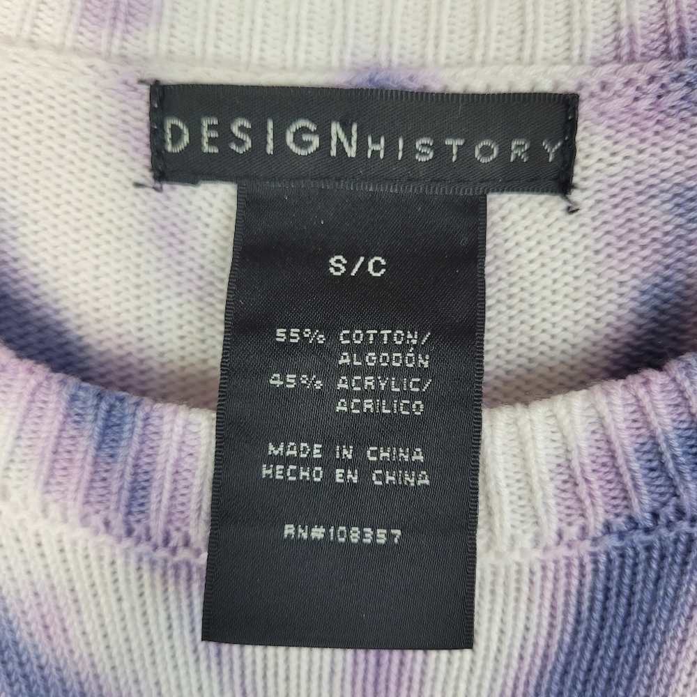 Design History White Purple Swirl Tie Dye crew neck sweater long sleeve party S - Picture 3 of 8